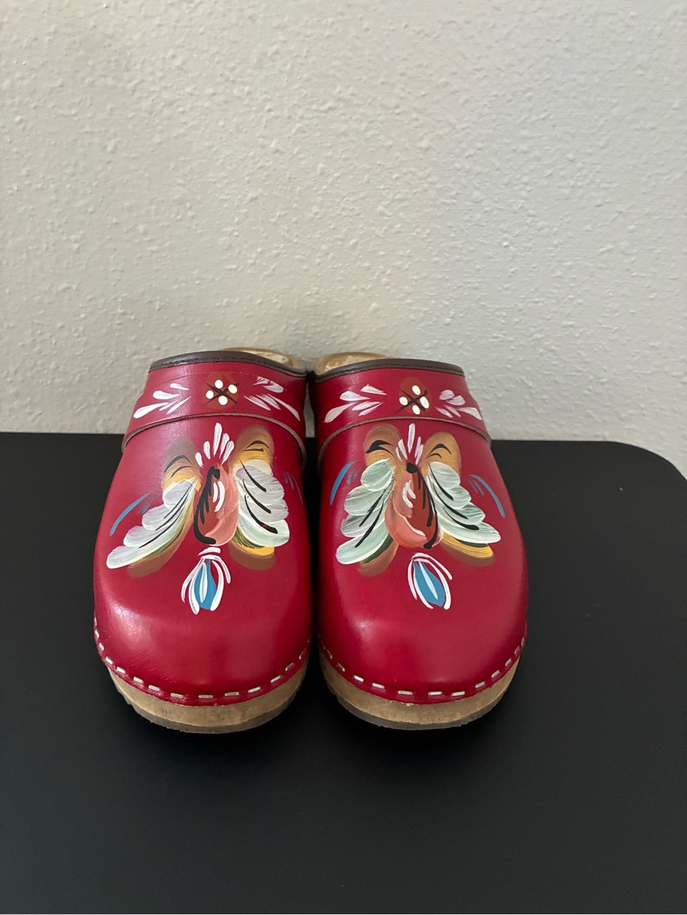 Hand painted Swedish clogs